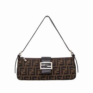 VTG FENDI Zucca FF Monogram Baguette Shoulder Bag Brown RARE